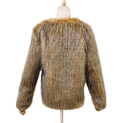 Wholesale Women's Fall Winter Fashion Peacock Faux Fur Coat