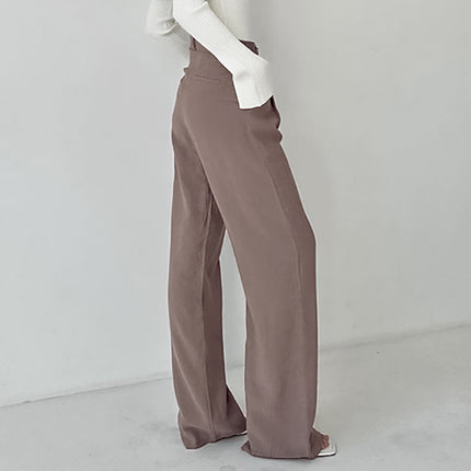 Wholesale Women's Autumn Winter Fashion Brown High Waisted Loose Straight Pants