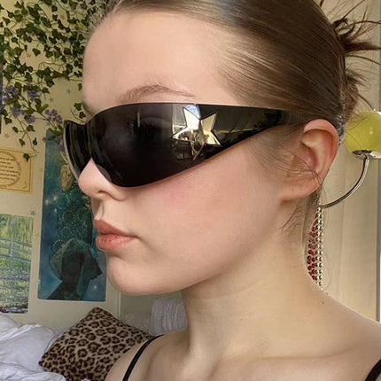 Wholesale Women's Fashion Wraparound Pentagram Sunglasses 