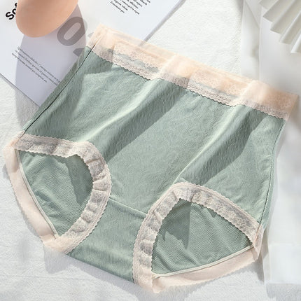 Women's High Waist Lace Seamless Cotton Mulberry Silk Plus Size Underwear