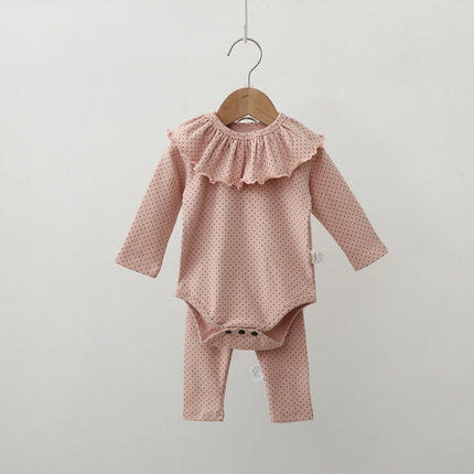 Wholesale Newborn Romper Baby Clothes Infant Cotton Polka Dot Long-sleeved Pants Two-piece Set
