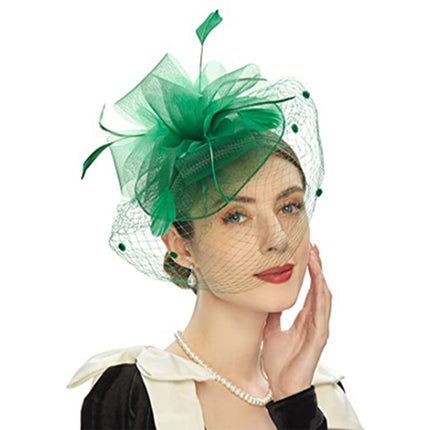 Wholesale Bridal Headdress Hair Accessories Veil Hairpin Mesh Top Hat Wedding Headband