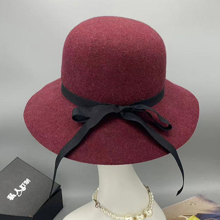 Wholesale Women's Fall Winter Wool Hat Wide Brim Fisherman Hat Large Brim Basin Hat