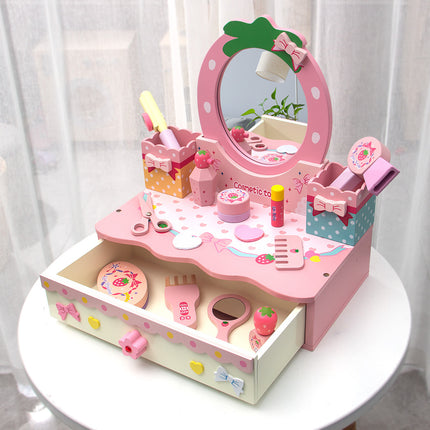 Wholesale Pink Bunny Desktop Dresser Wooden Children's Orange Role-playing House Makeup Toy 