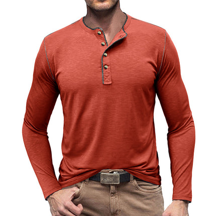 Men's Fall Winter Plus Size Long Sleeve Henley T-Shirt