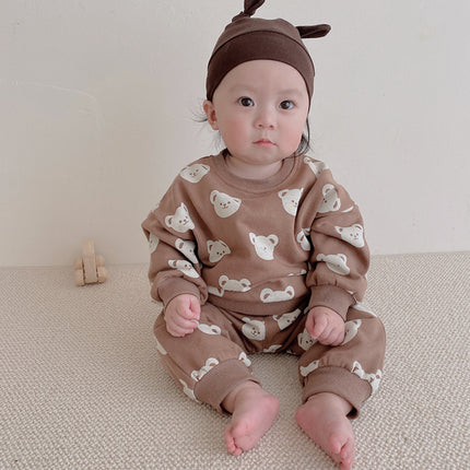 Baby Spring Cotton Print Hoodies Joggers Two Piece Set