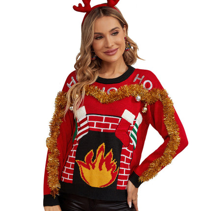 Wholesale Women's Fall Winter Pullover Embroidered Christmas Sweater