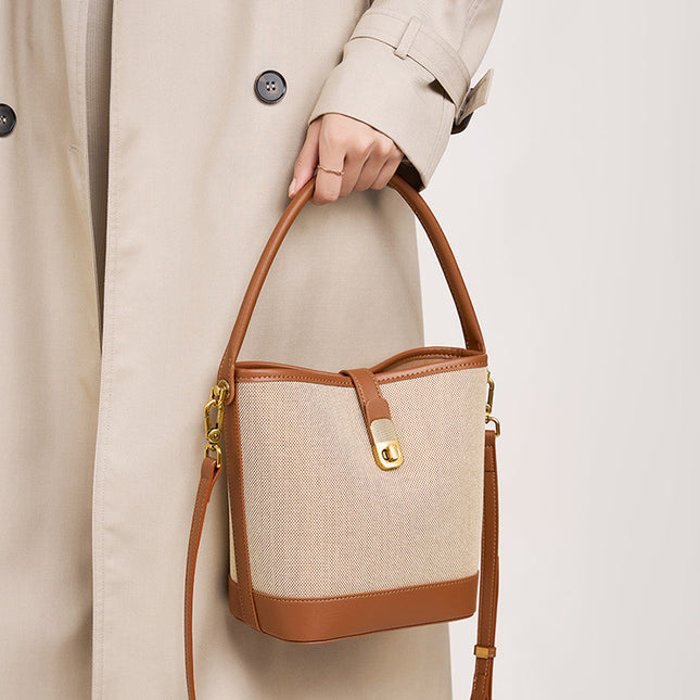 Women's Bucket Bag Crossbody Handbag Premium Woven Shoulder Bag 
