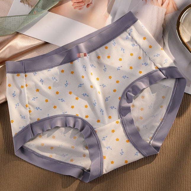 Women's Summer Printed Seamless Cotton Mulberry Silk Plus Size Underwear