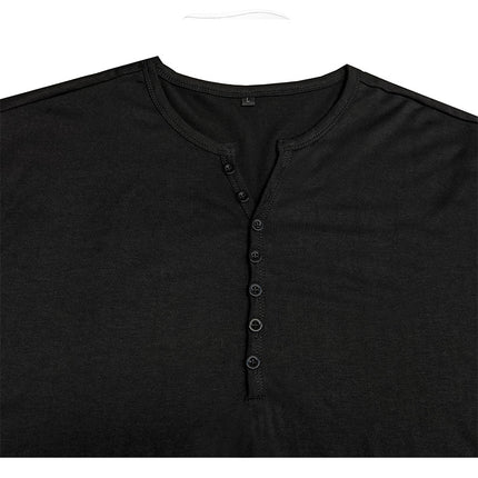 Wholesale Men's Summer Short Sleeve Henley T-shirt Solid Color Top