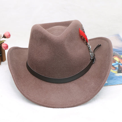 Wholesale Men's Winter Tibetan Wool Cowboy Hat Western Gentleman Felt Hat Jazz Hat