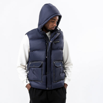 Wholesale Men's Winter Large Size Velvet Thickened Warm Hooded Vest