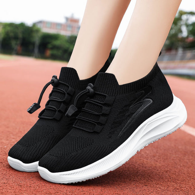 Middle-aged and Elderly Women's Casual Lace-up Walking Shoes with Soft Soles 
