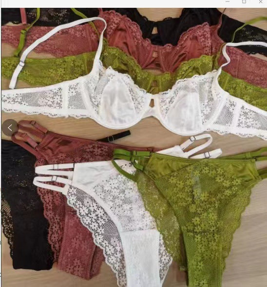 Wholesale Ladies Sexy Lace Bra Comfortable White Thin Lingerie Set