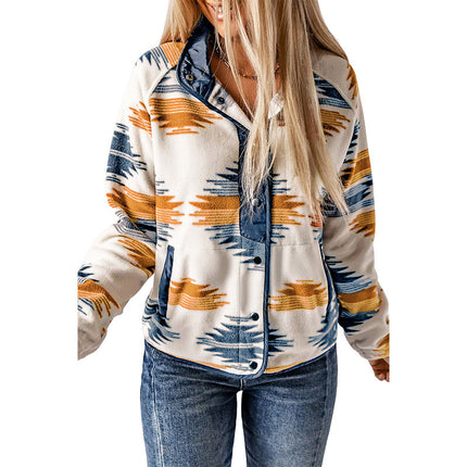 Wholesale Women's Winter Casual Printed Long Sleeve Cardigan Jacket