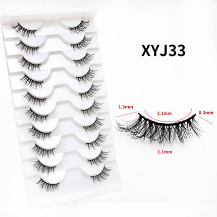 Wholesale 10 pairs of packaged slim multi-layered curled half-eye 3D false eyelashes