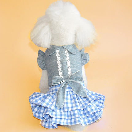 Teddy Dog Pet Denim Dress Dog Spring Summer Thin Breathable Princess Dress
