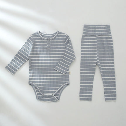 Wholesale Autumn Baby Romper Baby Long Sleeve Newborn Striped Cotton Two-piece Set