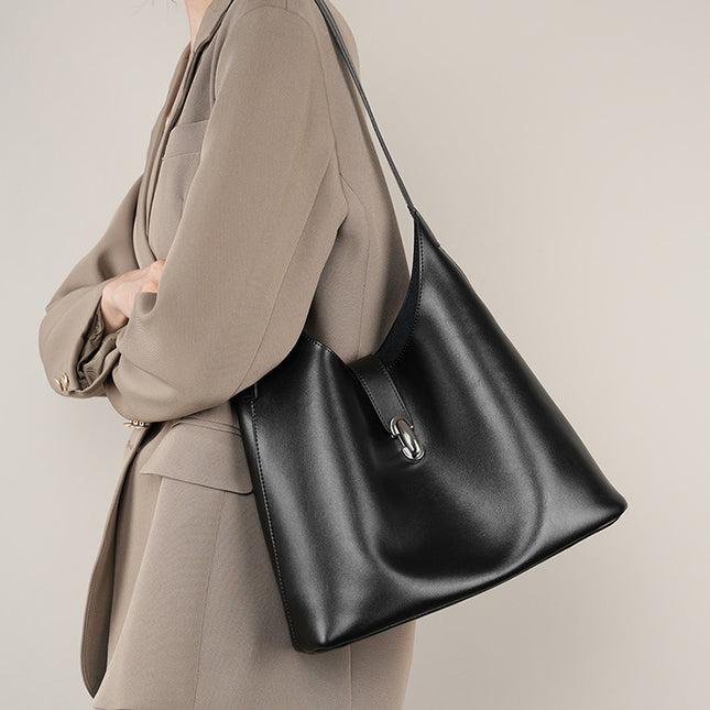 Women's Autumn and Summer Handheld Tote Bag Cowhide Large Capacity Shoulder Crossbody Bag 