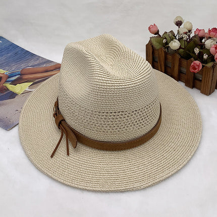 Wholesale Men's Top Hat Panama Hat Sun Protection Beach Hat Women's Summer Jazz Hat 