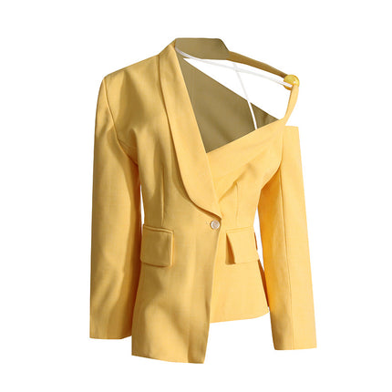 Wholesale Women's Spring Asymmetrical Off-Shoulder Slim Blazer