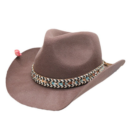 Wholesale Men's Fall Winter Woolen Cowboy Hat Bow Jazz Hat Tibetan Hat 