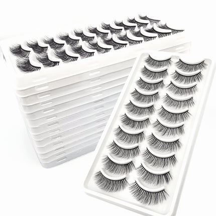 Wholesale 10 Pairs of Packaged Natural Short and Thin 3D Chemical Fiber False Eyelashes