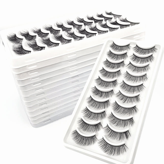 Wholesale 10 Pairs of Packaged Natural Short and Thin 3D Chemical Fiber False Eyelashes