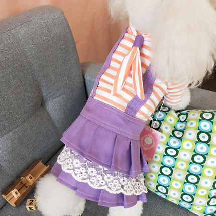 Wholesale Spring Summer Cute Dog Dress Teddy Bichon Colorful Striped Clothes 