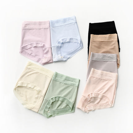 Wholesale Women's Modal Silk Low Waist Solid Color Lace Briefs