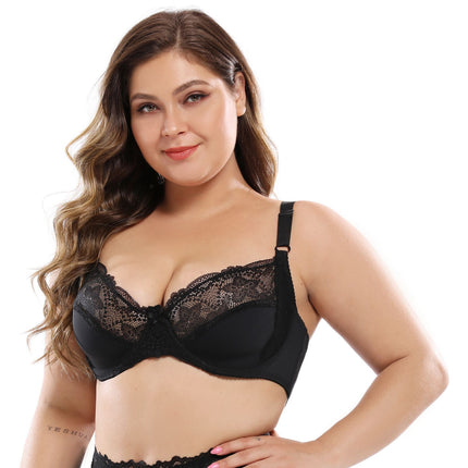 Wholesale Women's Plus Size Full Cup Ultra-thin Sexy Lace Underwire Bra