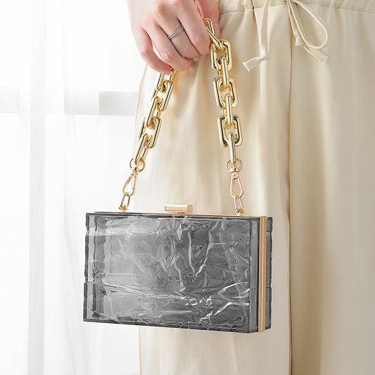Wholesale Ice Cracked Acrylic Bag Transparent Fashion Evening Bag Clutch Bag 