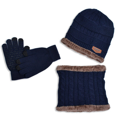 Wholesale Children's Winter Outdoor Velvet Warm Hat, Scarf and Gloves Three-piece Set