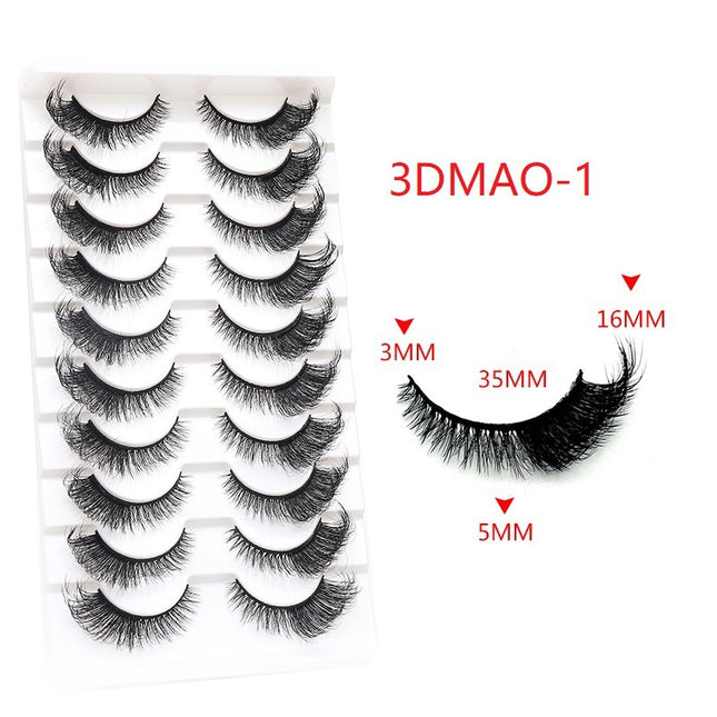 Wholesale A Box of Ten Pairs of 3D False Eyelashes That Naturally Flutter and Lengthen Eyelashes 