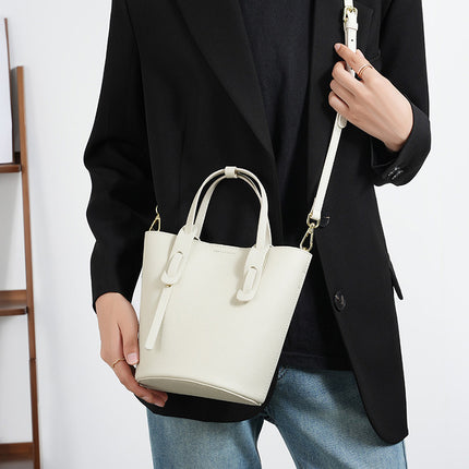 Women's Soft Cowhide Portable Bucket Bag High-end Shoulder Crossbody Bag 