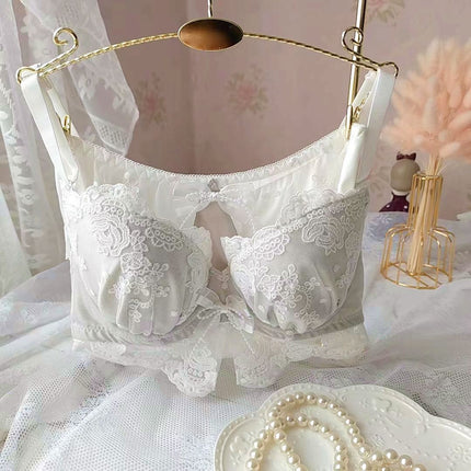 Wholesale Girls Embroidered Thin Cup Push-up Sexy Underwear Bra Set