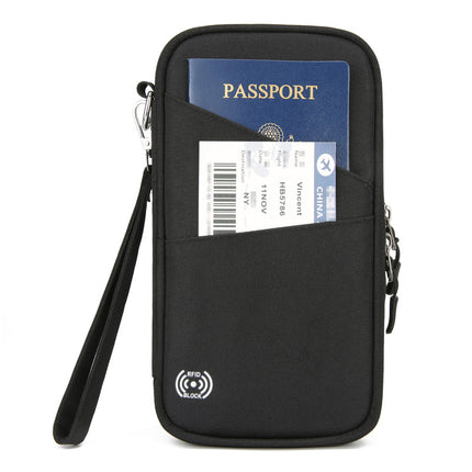 Portable Halter Neck Long Ticket Holder Wallet Storage Card Bag Passport Document Bag 