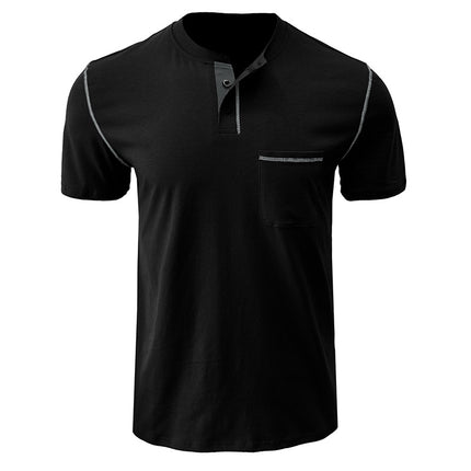 Wholesale Men's Summer Short Sleeve T-Shirt Henley T-shirt Top
