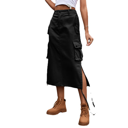 Wholesale Women's Denim Lace-Up Work Skirt Casual Midi Skirt