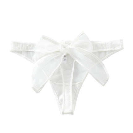 Wholesale Girly Satin Bow Ribbon Sexy Transparent Thin Strap T-Pants