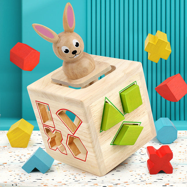 Wholesale Children's Wooden Geometric Shape Matching Building Blocks Baby Educational Toy 