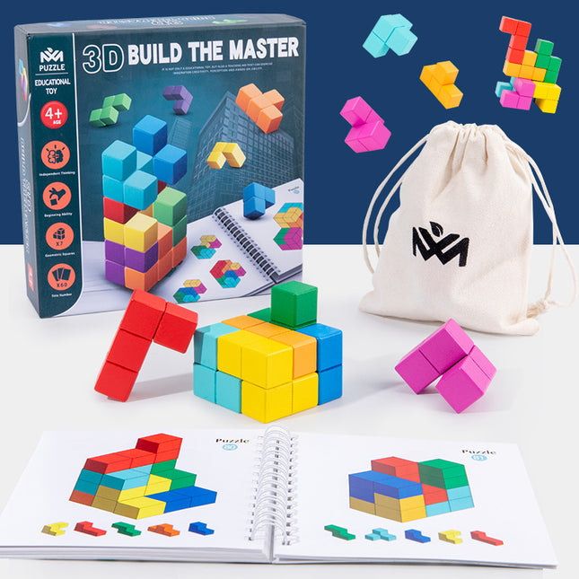 Wholesale Kids Wooden Creative Building Blocks Puzzle Rubik's Cube 3D Puzzle 