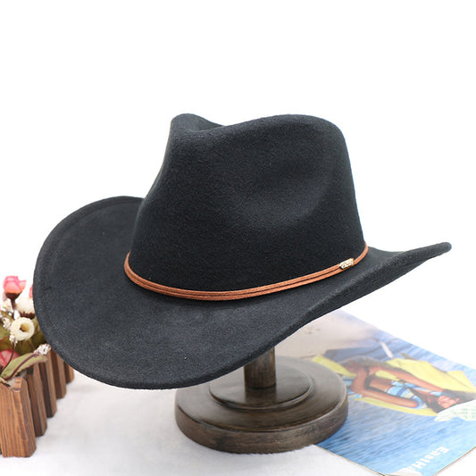 Men's Winter Cowboy Hat Wool Felt Hat Western Gentleman Hat Felt Hat Jazz Hat 