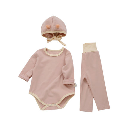 Newborn Baby Spring Onesie Triangle Romper Solid Color Babygrow Set