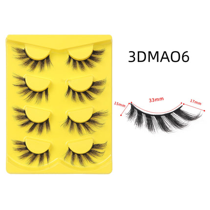 Wholesale 4 Pairs of 3D Eyelash Curling Natural Thick Multi-layer Messy False Eyelashes