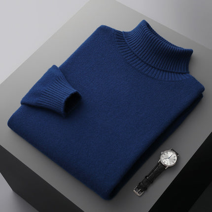 Men's Plus Size Loose Pullover Casual High Collar Bottoming Wool Sweater