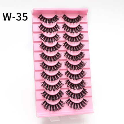 Wholesale of 10 Pairs of Russian Curled D-curved Thick False Eyelashes 