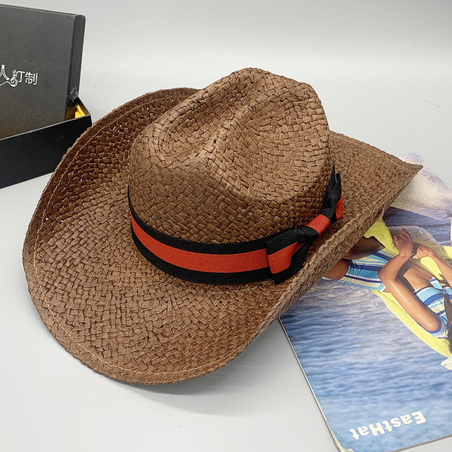 Lala Straw Hat Men's Sun Visor Denim Big Brim Sun Hat Seaside Vacation Cowboy Hat