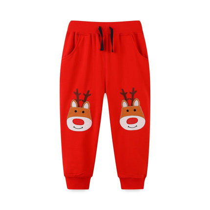 Wholesale Boys' Knitted Cartoon Autumn Embroidery Red Sports Joggers