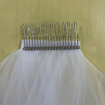 Bridal Veil Metal Iron Hair Comb Simple Short Two Double Layer Veil